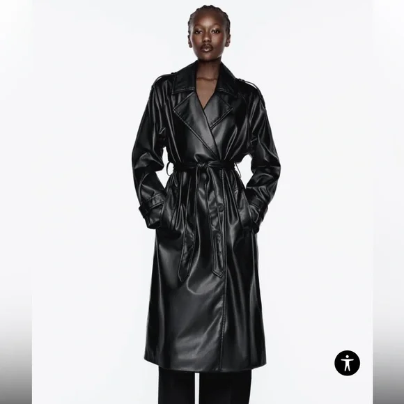Zara Jackets Coats Zara Belted Faux Leather Trench Coat
